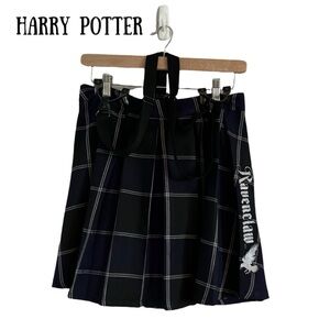⭐️RARE⭐️HARRY POTTER Ravenclaw Navy & White Plaid Pleated Mini Skirt Sus…